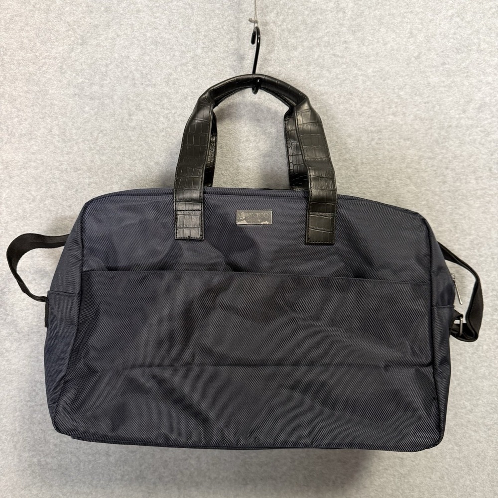 Jimmy Choo Duffle Navy Travel Gym Bag Weekender Outer Pocket Croco Handles
